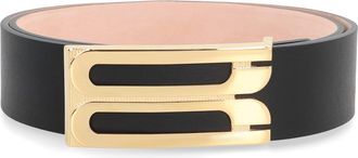 Victoria Beckham Logo Buckle Leather Belt