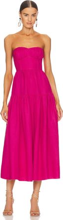Shona Joy Joanine Strapless Ruched Midi Dress In Azelea Pink