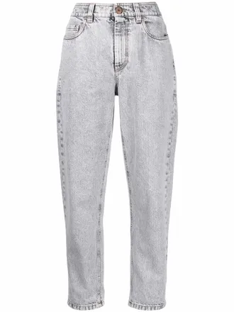 Brunello Cucinelli Jeans met toelopende pijpen - Grijs