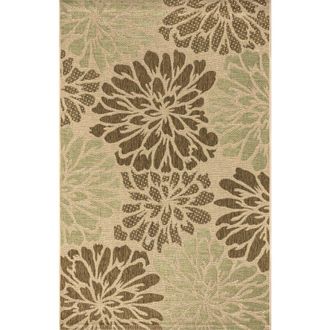 Jonathan Y Designs Zinnia Modern Floral Textured Weave Indoor/Outdoor Area Rug in Sage/brown at Nordstrom, Size 5Ft 0In X 8Ft 0In