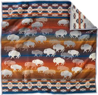 Pendleton Prairie Rush Hour Virgin Wool & Cotton Throw in Prairie Rush Hour Grey at Nordstrom