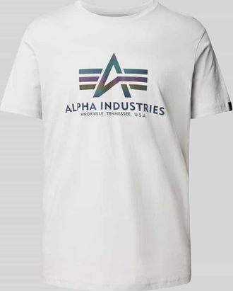 Alpha Industries Alpha Industries T-Shirt mit Label-Print in Hellgrau, Gr&ouml;&szlig;e XS