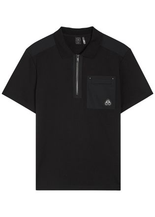 Moose Knuckles Dalon Panelled Piqu&eacute; Cotton Polo Shirt - Black - Xxl