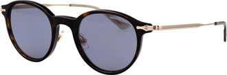 Montblanc Mens Sunglasses Mb0362s Havana-Gold-Light Blue Metal Havana/gold/light