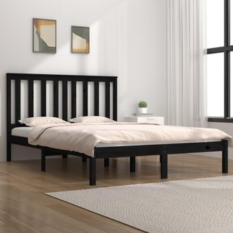 vidaXL Vidaxl - Estructura De Cama Madera Maciza De Pino Negra 140x190 Cm