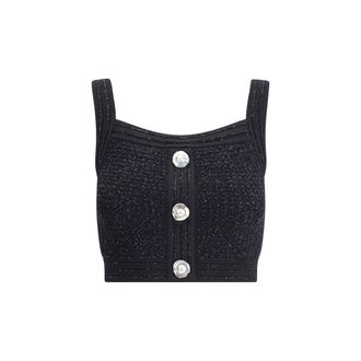 Balmain Knopsluiting Mouwloze Top