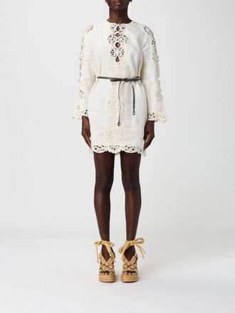 Zimmermann Abito mini Zimmermann in lino con inserti in pizzo macram&egrave;