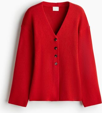 H&M Cardigan in Rippstrick - Red
