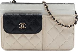 Chanel Pre-owned Wallet on Chain - Dames - Vintage Schoudertas - Beige - ONE Size - Leer - Vintage