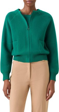 Akris Cashmere Piqu&eacute; Zip-Up Cardigan in Tourmaline at Nordstrom, Size 12