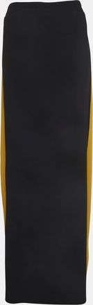 Roberto Cavalli Black/yellow Synthetic Pleated Paneled Maxi Skirt