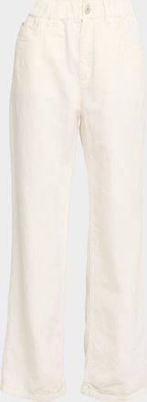 Brunello Cucinelli Dyed Cotton-Linen Wide-Leg Pants