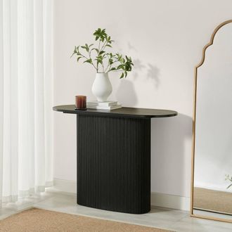 Furniturebox Penrose Rounded Black Wood Console Table