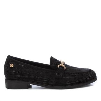 Xti Womens Decorative Crystals Moccasins In Black