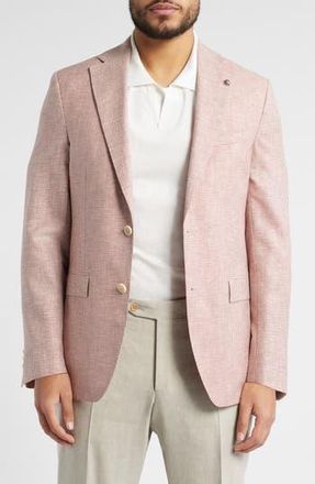 Jack Victor Midland Houndstooth Super 120s Wool Sport Coat in Salmon at Nordstrom Rack, Size 38 Regular