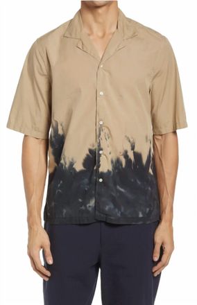 Officine G&eacute;n&eacute;rale Eren Short Sleeves Dip Dyed Shirt In Khaki,black