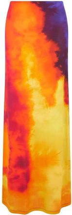 Paco Rabanne tie-dye maxi skirt - women - Cupro/Elastane - 42 - Orange