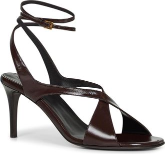 Khaite Womens Dark Brown Glazed Leather Sandals Calf