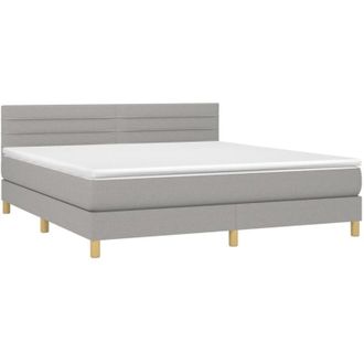 vidaXL Vidaxl - Cama Box Spring Con Colch&oacute;n Tela Gris Claro 180x200 Cm