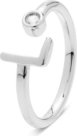 Luxenter 925 Sterling Zilveren Ring met Rhodiumafwerking Briljant Zirkonia - Alfabet