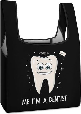 Generic Trust Me Im A Dentist Shopping Bag Reusable Grocery Tote Bag Foldable Handbag for Travel Picnic
