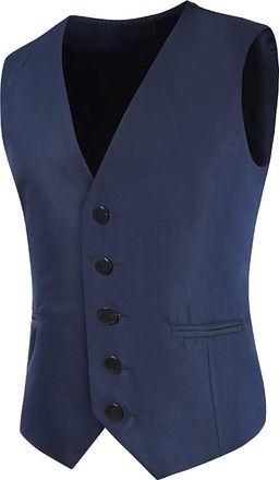 Generic Sleeveless Waistcoat Men, Men Suit Vest Cotton Waistcoat Suit Vest For Wedding Mens Formal Waistcoat V Neck Sleeveless Slim Fit Jacket Mens Business C