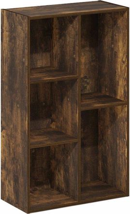 Furinno Luder 5-Cube No Tool Assembly Open Shelf, Amber Pine