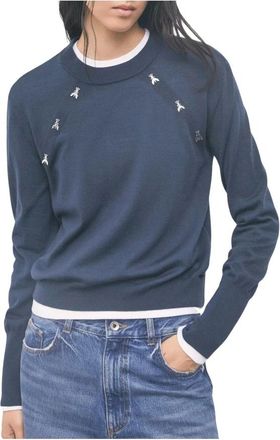 Patrizia Pepe Maglione girocollo in lana - - Knitwear - Donna - Blu - M