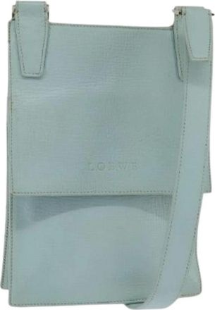 Loewe Pre-owned Cross Body Bags, female, Blue, Size: ONE SIZE Pre-owned Leather Cross Body Bag