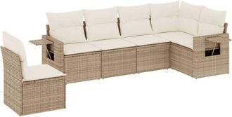 vidaXL Juego De Sof&aacute;s Jard&iacute;n Con Cojines 6 Pzas Rat&aacute;n Sint&eacute;tico Beige Vidaxl