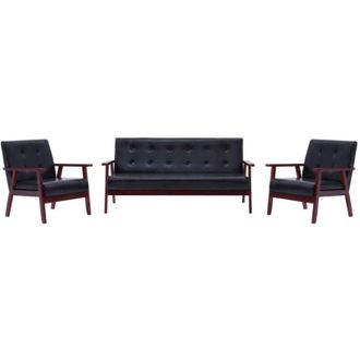 vidaXL Vidaxl - Set di Divani 3 pz Nero in Similpelle