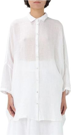 120% Lino Shirts, female, White, XS, Beige Linen Oversized Relaxed Fit Shirt