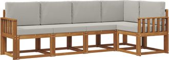 vidaXL Conjunto De Sof&aacute;s De Exterior 5 Uds. Gris Natural Y Claro Vidaxl