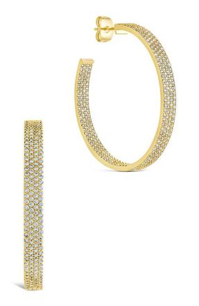 Sterling Forever Cubic Zirconia Statement Inside Out Hoop Earrings in Gold at Nordstrom