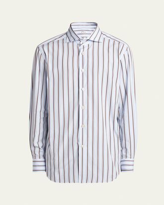 Kiton Mens Alternating Stripes Sport Shirt