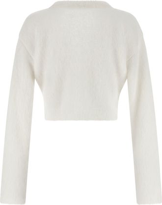 Alessandra Rich Womens White Wool Cardigan Clothing