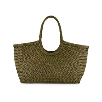 Dragon Diffusion Nantucket Big Woven Tote - Dames - Tassen - Groen - Maat: ONE Size Leer