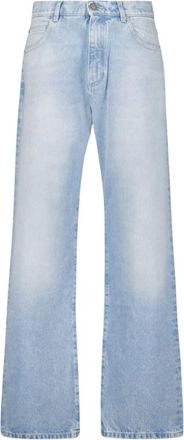 Balmain Lichtblauwe Straight-Leg Denim Jeans - Heren - Loose Fit Jeans - Blauw - W32 - Denim - Jeans