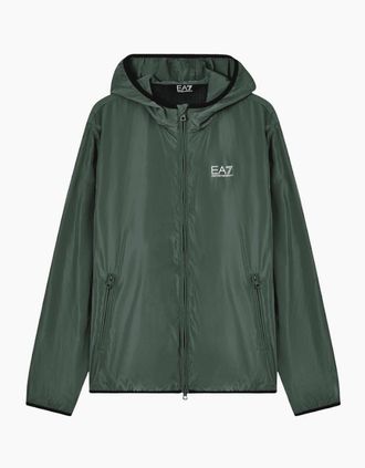 Emporio Armani Mens Lightweight Core ID Logo Green Windbreaker - Size: 40/Regular