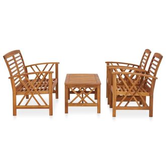 Berkfield Home 4 Piece Garden Lounge Set Solid Acacia Wood in Brown