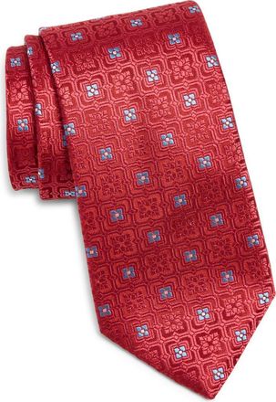 Canali Medallion Silk Tie in Bright Red at Nordstrom