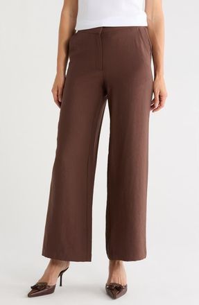 T Tahari Textured Wide Leg Pants in Cocoa Bean at Nordstrom Rack, Size 12