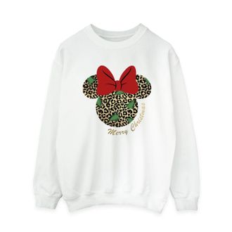 Disney Dames/Dames Minnie Mouse Luipaard Kerst Sweatshirt (Wit)