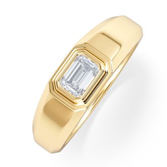 The Diamond Store Axis Mens Lab Diamond Signet Ring 0.50ct Emerald Cut Set in 9k Gold