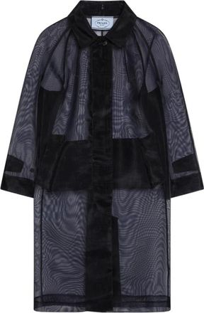 Prada Enkelrij broekpak in crinoline - Dames - Mantel - Blauw - M - Nylon - Jassen