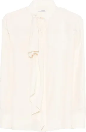Givenchy Blouses, female, Beige, Size: S Blouse in Silk with Bow Detail