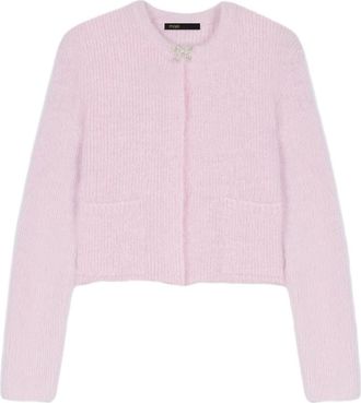 Maje Jewelled bow cardigan in Pink at Nordstrom, Size X-Small