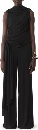 Lanvin Draped Jumpsuit In Crepe Jersey in Black at Nordstrom, Size 40