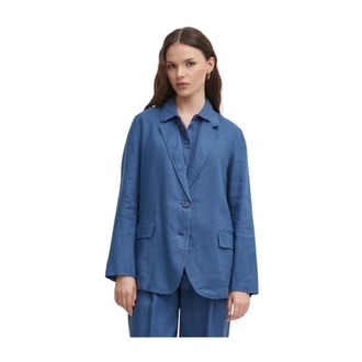 Benetton Blazer van puur linnen - Dames - Blazers - Blauw - L - Linnen - Jassen