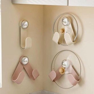 No Brand Estante Para Tapas De Ollas Con Ventosas, Estante Giratorio De Pared Para Tapas De Ollas, Almacenamiento Ajustable Para Utensilios De Cocina, Organiza